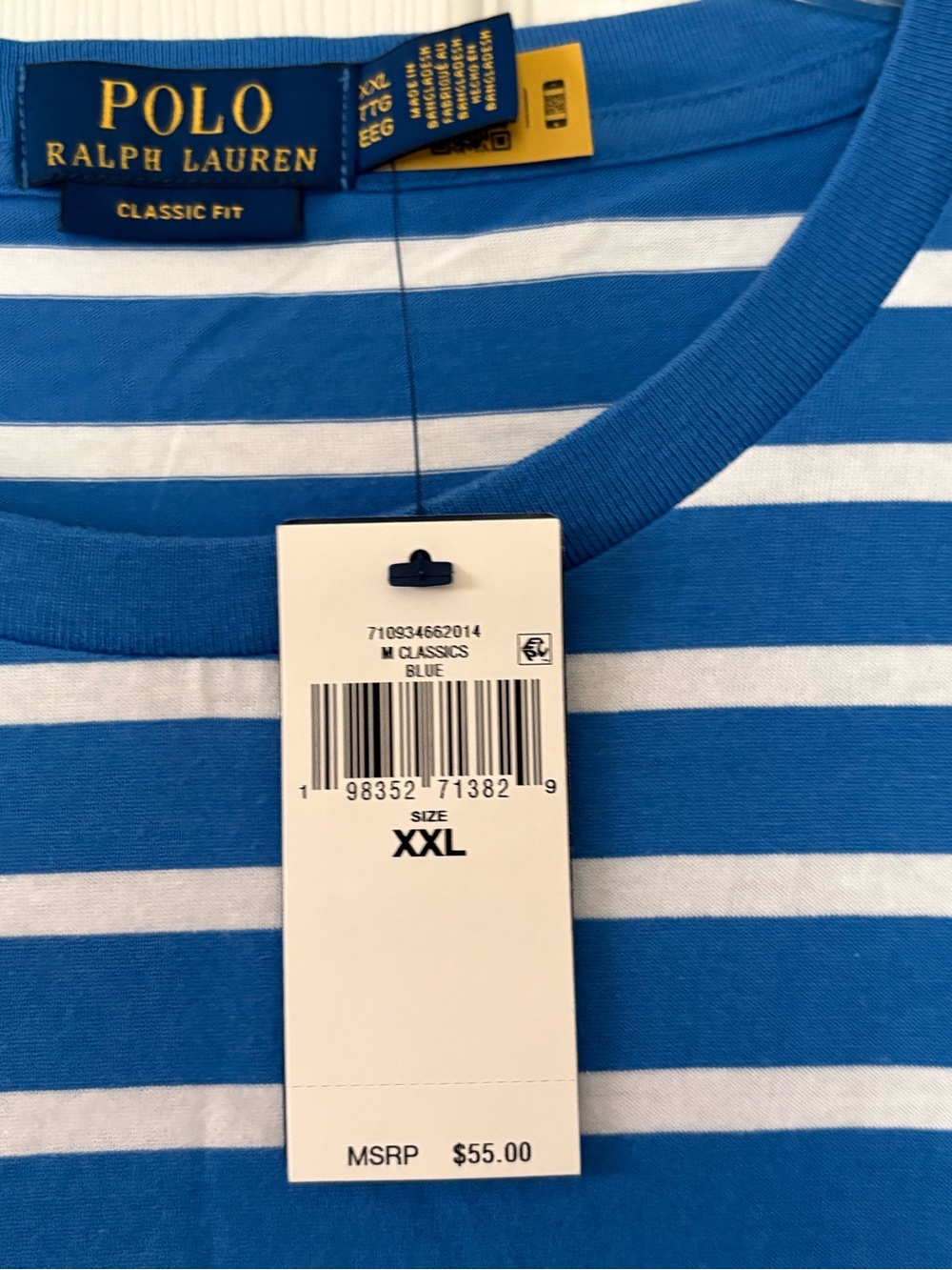 Polo by Ralph Lauren Blue and White Striped Classic Fit Polo